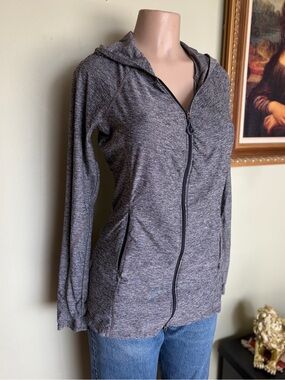 Athleta Heathered Gray Full-Zip Hooded Jacket Women’s Size S Workout Activewear
